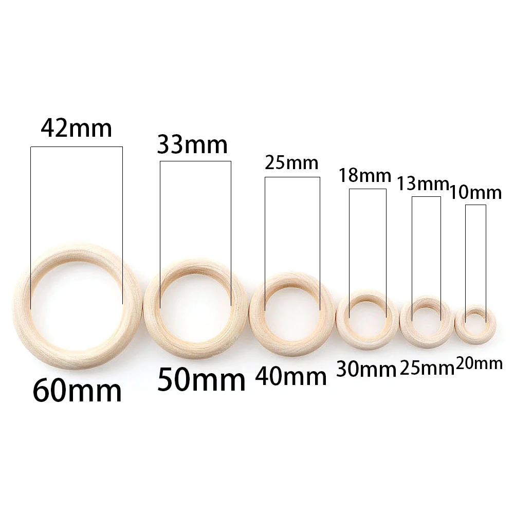 House Home 6 Size 5-50PCS Fine Quality Natural Wood Teething A Wooden Ring Child - £20.03 GBP