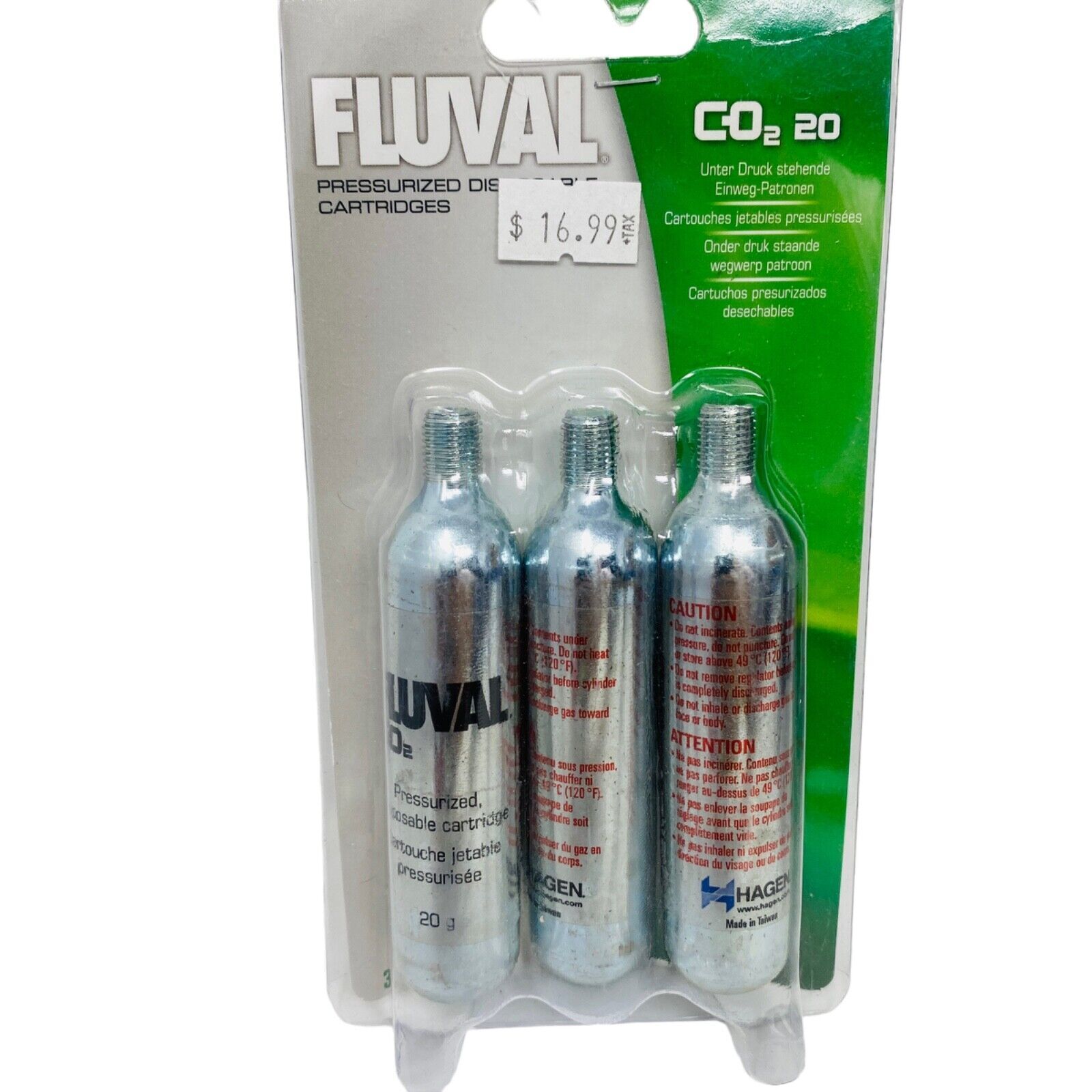 Hagen Fluval Mini Pressurized Disposable CO2 Cartridges 0.7oz (20g) 3pk #7541 - $16.82