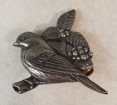 BIRDS AND BLOOMS Limited Edition 2002 Vintage Silvertone Pin Pinback - £15.62 GBP