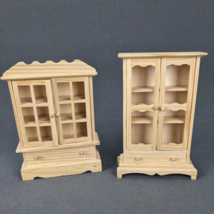 Miniature Furniture Dollhouse Wooden Cabinet Cupboard Hutch Unfinished Lot of 2 - £13.73 GBP
