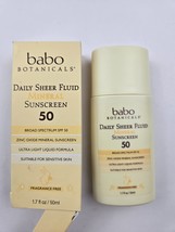 Babo Botanicals Daily Sheer Mineral Sunscreen Fluid SPF50 - Natural Zinc Oxide - - $20.31