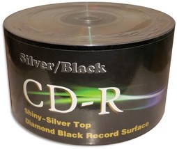 200-Pak =Silver/Black= 48X 80-Min Cd-R&#39;S! Shiny-Silver Top, Black Bottom! - £102.83 GBP