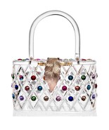 Milanblocks The Queen&quot; Rainbow Colorful Crystal Lucite Box Clutch Bag - $74.25