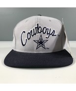 Vintage Dalls Cowboys Fitted Hat Size 6 3/4 Gray Blue White Script Logo - £29.09 GBP