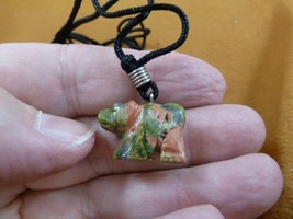 (an-bear-23) BEAR Green Orange Unakite simple carving PENDANT necklace g... - $146.58 MXN