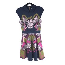 Ted Baker London Daywin Tapestry Shirt Dress Navy Blue Pink Colorful 1 US 4 - £56.98 GBP