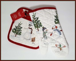 NEW Williams Sonoma Christmas Snowman Oven Mitt &amp; Potholder Set - £39.95 GBP