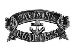 [Pack Of 2] Antique Silver Cast Iron Captains Quarters Sign 8&quot;&quot; - £33.45 GBP
