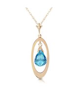 Galaxy Gold GG 14K Solid Yellow Gold Natural Blue Topaz Briolette Pendan... - $453.41