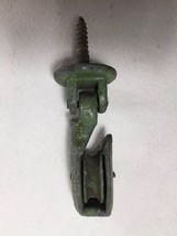 Rustic Old Pulley with Open Side Swing Green Cast Iron  Antique Vintage - $16.83