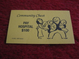 2004 Monopoly Board Game Piece: Pay Hospital Community Chest Card - $1.00