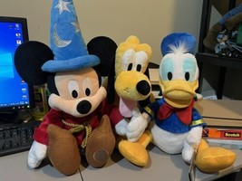 Lot Of 3 Walt Disney World Large Plush Mickey Mouse Pluto Donald Duck - £28.66 GBP