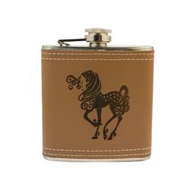 6oz Pretty Pony Leather Flask L1 KLB - $21.55