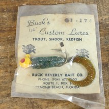 NOS Buck&#39;s Custom Lures Curl Tail Soft Lure Jig Green Sparkle Yellow Hea... - $7.13