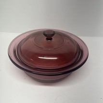 Corning Ware Pyrex Visions Cranberry  1 QT Ribbed CASSEROLE Dish V-31-B W/Lid - $10.00