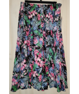 NWT WOMENS woman within BLACK W/ FLORAL PULL ON CRINKLE COTTON FULL SKIR... - $606.59 MXN