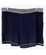 Woman&#39;s Navy Knit Shorts with Striped Elasticized Waistband, White Trim, XL - $24.95 CAD