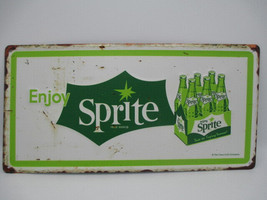 Sprite Distressed Metal Sign Embossed Green Taste Its Tingling Tartness - $13.37