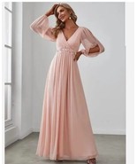 EVER-PRETTY WOMEN&#39;S GOWN 6 ELEGANT A-LINE DEEP V-NECK APPLIQUES PLEATED  - £23.36 GBP