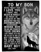 Never Forget That I Love You Baby Boy Wolf Custom Blanket Gift For Son From Mom - £27.99 GBP+