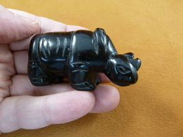 (Y-RHI-712) black RHINO rhinoceros gemstone FIGURINE carving love baby r... - €16,82 EUR
