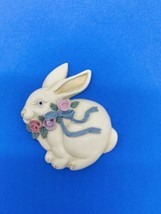 3” Resin Bunny Rabbit Vintage Country Floral Easter Decor Pin Rare Farmhouse - £7.90 GBP