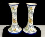 Set of 2 Antique Trumpet Bud Vases, Hand Painted Nippon, Abstract Floral... - £15.60 GBP