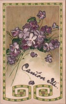 Canton Illinois IL Violet Flower Greetings Art Nouveau Shamrocks Postcard D55 - £2.35 GBP