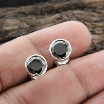 4Ct Round Simulated Black Diamond Stud Earrings 14k White Gold Plated - £63.94 GBP