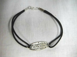 I Love You To The Moon And Back Pewter Pendant Cord Bracelet Or Ankle Bracelet - £6.77 GBP