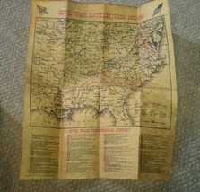 Vintage 1961 Civil War Battlefields 1861-1865 Map Chronological History ... - $14.99