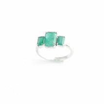 Drei Smaragd Edelsteine 925 Sterlingsilber Zertifiziert Handgemacht Ring... - £41.23 GBP
