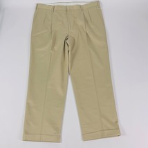 Lands End Traditional Fit Tapered Men&#39;s Pants Size 40 (41 x 29) Brown Pl... - $23.74