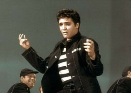Elvis Presley Jailhouse Rock in striped shirt &amp; prison jacket 5x7 inch p... - $107.64 MXN