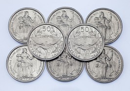 1949 Neuf Caladonia 50 Centimes Pièce de Monnaie Lot (8 Pièces) Tout En ... - $61.70