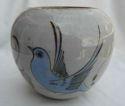 Tonala Mexico Ken Edwards El Palomar Bird Butterfly Floral Vase Pottery 4 3/4 &quot; - £32.12 GBP