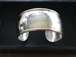 925 Sterling Silver Wide Cuff Bracelet 7 In Long Free Shipping - $69.99