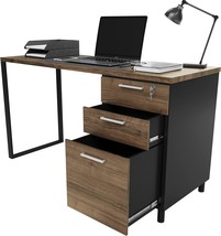 Milano Home Office Desk - 47Inch Cass Walnut/Black Home, And Writing Table - £281.48 GBP