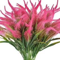 Artificial Fake Flowers, 6 Bundles Large Uv Resistant Faux Plastic Greenery - £25.63 GBP