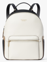 NWB Kate Spade Hudson White Black Leather LG Laptop Backpack K7777 Gift Bag FS - £167.36 GBP
