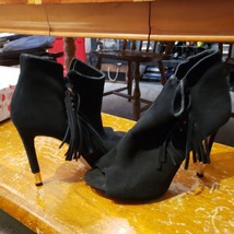 Nice Guess Women&#39;s Aziz Fringe Ankle Booties Heels Shoes Black Pumps Gwaziz 7.5 - £17.86 GBP