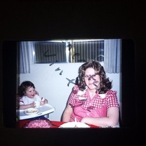 Lady in Picnic Table Plaid at Christmas 1981 Found 35mm Slide Photo OOAK - £6.84 GBP