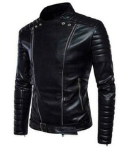 Mens Traditional Motorcycle Stylish Biker Black Real Lambskin Leather Ja... - €116,75 EUR