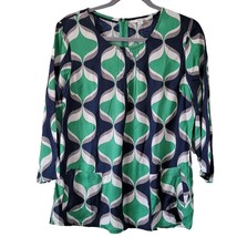 Boden Blue &amp; Green Pleated Cotton Womens Blouse Top Size 8 - £18.19 GBP