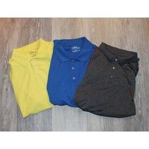 Lot of 3 Golf Polos Shirts Size Large PGA Tour Blue Yellow Black 3 Button - £32.03 GBP