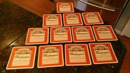 12 Vintage Genuine Budweiser &quot;King of Beers&quot; 4 3/16&quot; Square Cardboard Co... - £25.22 GBP