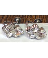 Crystal Clear Rhinestones Screw Back Earrings Silver Tone Vintage 1950s - £7.74 GBP