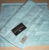 Sferra BELLO Washcloth Ice Blue SET/2 Soft Plush 100% Combed Cotton Belg... - $24.65