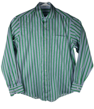 BUGATCHI Green Multicolor Stripe Button Up Collared Casual Mens Shirt Size M - £78.21 GBP