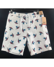 Mens white red parrot Vans 4 way stretch board shorts Size 32 inseam 9&quot; New - £23.35 GBP